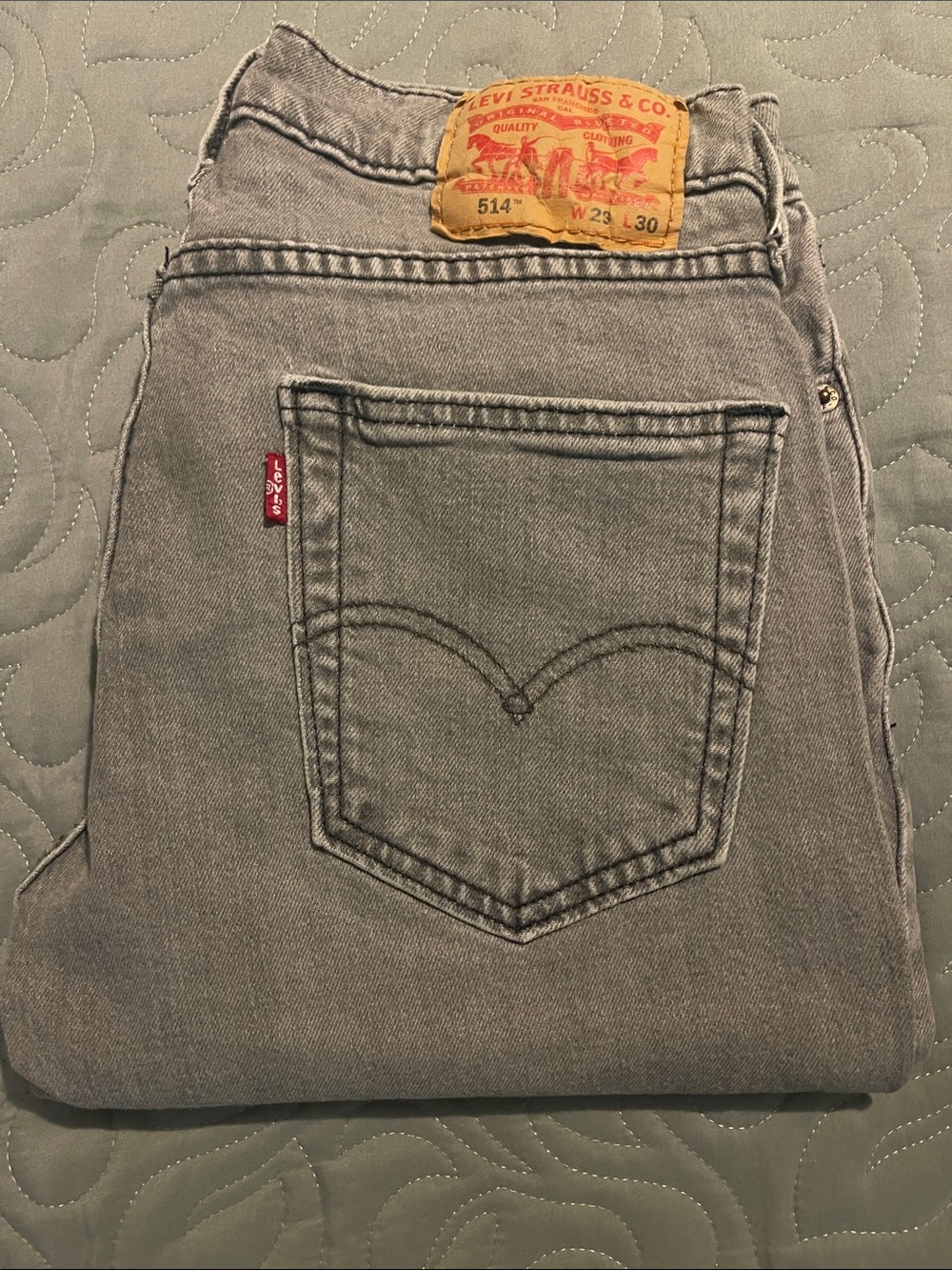 Levi's Men's Straight Gray Denim Jeans with Red Tab 514 29 x 30